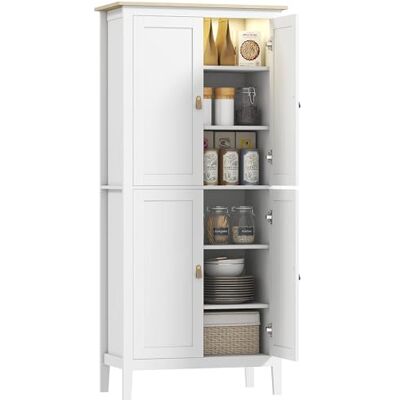 HOMCOM Buffet Cuisine avec LED réglable et détecteur de Mouvement, Meuble Cuisine Rangement Haut, Meuble de Rangement avec placards à Double Porte et étagères réglables, 80 x 40 x 176,5 cm, Blanc - Publicité HOMCOM Buffet Cuisine avec LED réglable et détecteur de Mouvement, Meuble Cuisine Rangement Haut, Meuble de Rangement avec placards à Double Porte et étagères réglables, 80 x 40 x 176,5 cm, Blanc - Publicité