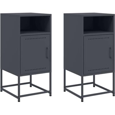 vidaXL Tables de Chevet 2 pcs Anthracite 36x39x78 cm Acier, Armoire, Armoire latérale, Meuble de Chambre à Coucher, Table de Chevet, Armoire en métal - Publicité vidaXL Tables de Chevet 2 pcs Anthracite 36x39x78 cm Acier, Armoire, Armoire latérale, Meuble de Chambre à Coucher, Table de Chevet, Armoire en métal - Publicité