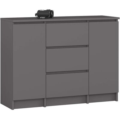 AKORD Kommode K-100 avec 2 Portes et 3 Tiroirs pour Le Salon Chambre à Coucher Moderne Plateau Laminé 16mm 35 x 76 x 101 cm Gris Graphite & Gris Graphite - Publicité AKORD Kommode K-100 avec 2 Portes et 3 Tiroirs pour Le Salon Chambre à Coucher Moderne Plateau Laminé 16mm 35 x 76 x 101 cm Gris Graphite & Gris Graphite - Publicité