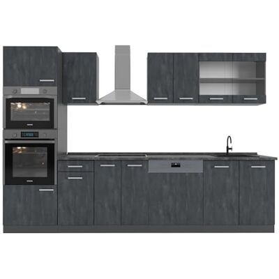 Vicco Cuisine R-Line, Béton Noir, 300cm sans PT, adapté à la Combinaison et à l’Extension Individuelles - Publicité Vicco Cuisine R-Line, Béton Noir, 300cm sans PT, adapté à la Combinaison et à l’Extension Individuelles - Publicité