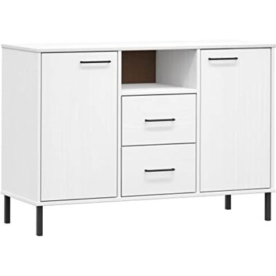 vidaXL Buffet avec Pieds, Armoire Latérale avec Rangement, Placard avec Compartiments et Tiroirs, Meuble de Salon, Industriel, Métal Blanc Bois Massif - Publicité vidaXL Buffet avec Pieds, Armoire Latérale avec Rangement, Placard avec Compartiments et Tiroirs, Meuble de Salon, Industriel, Métal Blanc Bois Massif - Publicité
