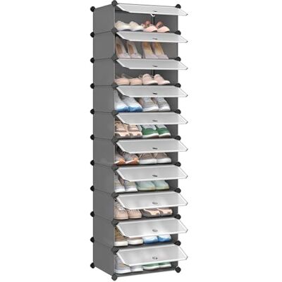 SONGMICS Meuble à Chaussures avec 10 Compartiments Rectangulaires, pour 20 Paires, Étagère Modulable en Plastique, Boîte à chaussures, avec Porte, Maillet, Rangement, Gris LPC010G01 - Publicité SONGMICS Meuble à Chaussures avec 10 Compartiments Rectangulaires, pour 20 Paires, Étagère Modulable en Plastique, Boîte à chaussures, avec Porte, Maillet, Rangement, Gris LPC010G01 - Publicité