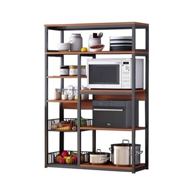 Meyvaser.com Ecommerce Company Étagère de cuisine, meuble auxiliaire de cuisine à niveaux, 2 mailles métalliques et plusieurs étagères, 80 x 30 x 142 cm, bois, marron rustique - Publicité Meyvaser.com Ecommerce Company Étagère de cuisine, meuble auxiliaire de cuisine à niveaux, 2 mailles métalliques et plusieurs étagères, 80 x 30 x 142 cm, bois, marron rustique - Publicité