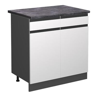 Vicco Meuble Cuisine R-Line, Blanc, 80cm J-Shape, PT Anthracite, pour Une Combinaison Libre au Sein de systèmes de Cuisine modulaires - Publicité Vicco Meuble Cuisine R-Line, Blanc, 80cm J-Shape, PT Anthracite, pour Une Combinaison Libre au Sein de systèmes de Cuisine modulaires - Publicité