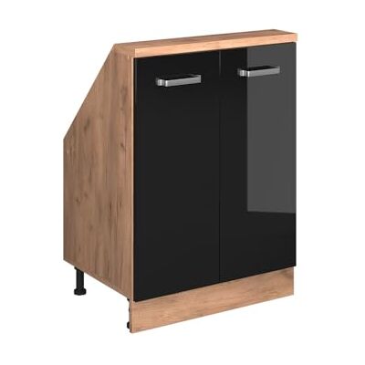 Vicco Meuble sous Pente R-Line, Noir Haute Brillance, 60cm avec 2 Portes, Convient aux Murs inclinés et à Une Installation de Cuisine Variable - Publicité Vicco Meuble sous Pente R-Line, Noir Haute Brillance, 60cm avec 2 Portes, Convient aux Murs inclinés et à Une Installation de Cuisine Variable - Publicité