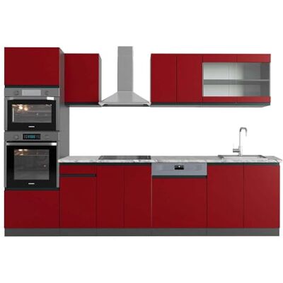 Vicco Cuisine R-Line, Rouge, 300cm J-Shape avec Armoire Haute, PT Marbre, adapté à la Combinaison et à l’Extension Individuelles - Publicité Vicco Cuisine R-Line, Rouge, 300cm J-Shape avec Armoire Haute, PT Marbre, adapté à la Combinaison et à l’Extension Individuelles - Publicité