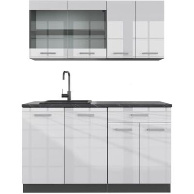 Vicco Cuisine R-Line, Blanc Haute Brillance, 140cm, PT Anthracite, adapté à Une Extension Flexible avec d'autres modules - Publicité Vicco Cuisine R-Line, Blanc Haute Brillance, 140cm, PT Anthracite, adapté à Une Extension Flexible avec d'autres modules - Publicité