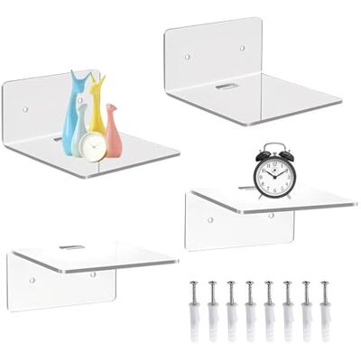 HMCEY Lot de 4 Petite étagère Murale Acrylique 10 cm,Mini Etagere Transparente,étagère Flottante Salle de Bain,Tablette Murale Suspendue,Étagères Décoratives pour Cuisine Bureau Chambre - Publicité HMCEY Lot de 4 Petite étagère Murale Acrylique 10 cm,Mini Etagere Transparente,étagère Flottante Salle de Bain,Tablette Murale Suspendue,Étagères Décoratives pour Cuisine Bureau Chambre - Publicité