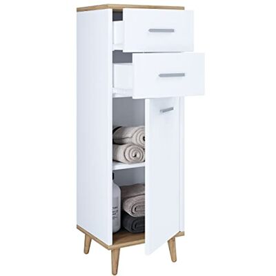 VCM Bois Highboard étroit Commode Portes battantes Tiroir Lindas Bois Highboard étroit Commode Portes battantes Tiroir Lindas Blanc/Chêne Miel - Publicité VCM Bois Highboard étroit Commode Portes battantes Tiroir Lindas Bois Highboard étroit Commode Portes battantes Tiroir Lindas Blanc/Chêne Miel - Publicité