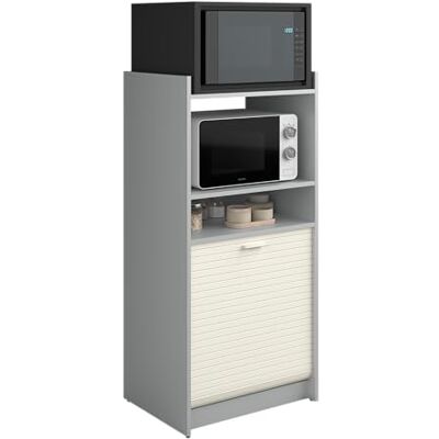 SIMMOB Meuble de Rangement de Cuisine pour Micro-Ondes et Four, alu/Blanc, L.60 cm x HT. 127 cm x P. 45 cm - Publicité SIMMOB Meuble de Rangement de Cuisine pour Micro-Ondes et Four, alu/Blanc, L.60 cm x HT. 127 cm x P. 45 cm - Publicité