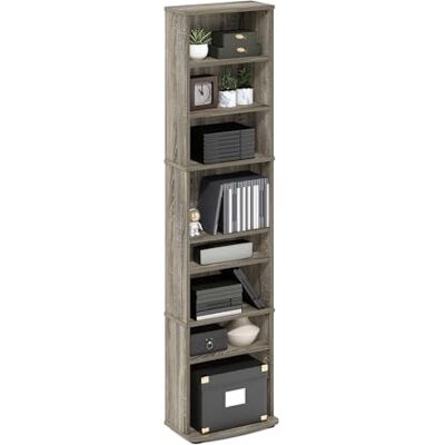 Furinno JAYA Tour de Stockage Multimédia à 7 Niveaux, Faible Encombrement, Chêne Français - Publicité Furinno JAYA Tour de Stockage Multimédia à 7 Niveaux, Faible Encombrement, Chêne Français - Publicité