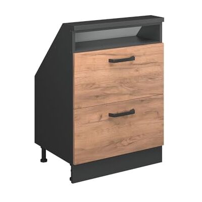 Vicco Meuble de Rangement sous Pente Rion, Chêne de Force doré/Anthracite, L60 x P46 cm avec 2 tiroirs, Gain de Place pour Les pièces mansardées - Publicité Vicco Meuble de Rangement sous Pente Rion, Chêne de Force doré/Anthracite, L60 x P46 cm avec 2 tiroirs, Gain de Place pour Les pièces mansardées - Publicité