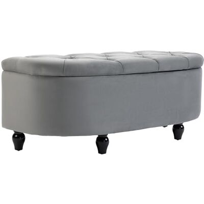 HOMCOM Banc avec Espace de Rangement Coffre avec Couvercle Ouvert, Toucher Velours, Banc rembourré pour Chambre à Coucher, Bois de Caoutchouc Gris foncé 120 x 46 x 42 cm - Publicité HOMCOM Banc avec Espace de Rangement Coffre avec Couvercle Ouvert, Toucher Velours, Banc rembourré pour Chambre à Coucher, Bois de Caoutchouc Gris foncé 120 x 46 x 42 cm - Publicité