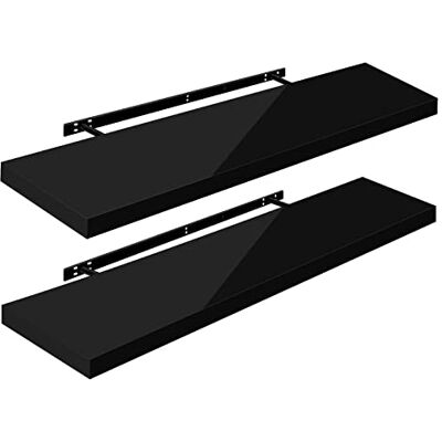 WOLTU Étagère Murale Lot de 2, Étagères Flottantes pour Livres, CD DVD, en Panneau de Bois d'Ingénierie, 110x22,9x3,8cm, Noir, RG9483sz-2 - Publicité WOLTU Étagère Murale Lot de 2, Étagères Flottantes pour Livres, CD DVD, en Panneau de Bois d'Ingénierie, 110x22,9x3,8cm, Noir, RG9483sz-2 - Publicité