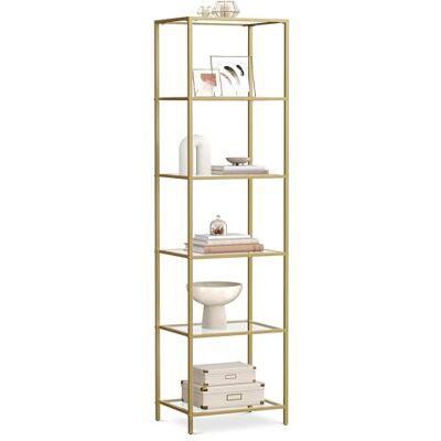 VASAGLE Étagère en Verre à 6 Niveaux, Bibliothèque, Étagère de Rangement, Verre Trempé, Facile à Monter, pour Salle de Bain, Salon, Chambre, Bureau, Doré LGT500A01 - Publicité VASAGLE Étagère en Verre à 6 Niveaux, Bibliothèque, Étagère de Rangement, Verre Trempé, Facile à Monter, pour Salle de Bain, Salon, Chambre, Bureau, Doré LGT500A01 - Publicité