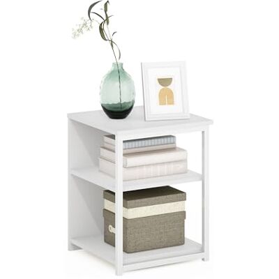 Furinno Camnus d'appoint, Table de Chevet, Bois d'ingénierie, uni/Blanc, 38,6(W) x 51,1(H) x 39,9(D) cm - Publicité Furinno Camnus d'appoint, Table de Chevet, Bois d'ingénierie, uni/Blanc, 38,6(W) x 51,1(H) x 39,9(D) cm - Publicité