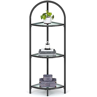 VASAGLE Étagère d’Angle à 3 Niveaux, Bibliothèque, Porte-Plantes, Étagère de Salle de Bain, Verre Trempé, Cadre en Métal, Style Moderne, pour Salon, Cuisine, Noir Classique LGT811B61 - Publicité VASAGLE Étagère d’Angle à 3 Niveaux, Bibliothèque, Porte-Plantes, Étagère de Salle de Bain, Verre Trempé, Cadre en Métal, Style Moderne, pour Salon, Cuisine, Noir Classique LGT811B61 - Publicité