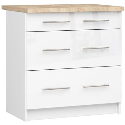 AKORD Armoire de Cuisine avec Plan de Travail Oliwia S80 Meuble Bas avec 3 Tiroirs Armoire de Cuisine Basse de 80 cm de Large 46x80x85 cm Blanc Blanc Brillant - Publicité AKORD Armoire de Cuisine avec Plan de Travail Oliwia S80 Meuble Bas avec 3 Tiroirs Armoire de Cuisine Basse de 80 cm de Large 46x80x85 cm Blanc Blanc Brillant - Publicité