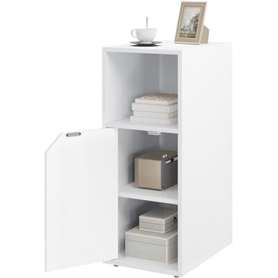 WOLTU Table de Chevet Étroite, 1 Compartiment et 1 Placard, Blanc Table de Nuit, Étagère Réglable, 25x35x62cm, pour Chambre, Salon, Moderne - Publicité WOLTU Table de Chevet Étroite, 1 Compartiment et 1 Placard, Blanc Table de Nuit, Étagère Réglable, 25x35x62cm, pour Chambre, Salon, Moderne - Publicité