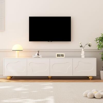 Merax Meuble TV 180 cm Design Nuage, TV Schrank 75 Pouces avec 2 armoires et 4 Portes, Lowboard TV Moderne, Meuble télévision Grande capacité 60 kg, TV Cabinet Blanc Chaleureux - Publicité Merax Meuble TV 180 cm Design Nuage, TV Schrank 75 Pouces avec 2 armoires et 4 Portes, Lowboard TV Moderne, Meuble télévision Grande capacité 60 kg, TV Cabinet Blanc Chaleureux - Publicité