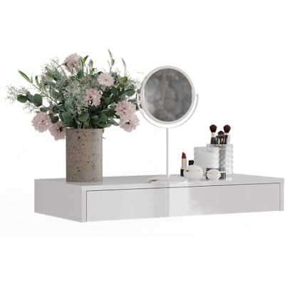 Vicco Etagère Sherry, Blanc Haute Brillance, 81.4x12cm avec tiroir, adapté au Montage Mural pour Le Rangement et l’Organisation - Publicité Vicco Etagère Sherry, Blanc Haute Brillance, 81.4x12cm avec tiroir, adapté au Montage Mural pour Le Rangement et l’Organisation - Publicité