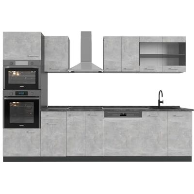 Vicco Cuisine R-Line, Béton, 300cm avec Armoire Haute, PT Anthracite, adapté à la Combinaison et à l’Extension Individuelles - Publicité Vicco Cuisine R-Line, Béton, 300cm avec Armoire Haute, PT Anthracite, adapté à la Combinaison et à l’Extension Individuelles - Publicité