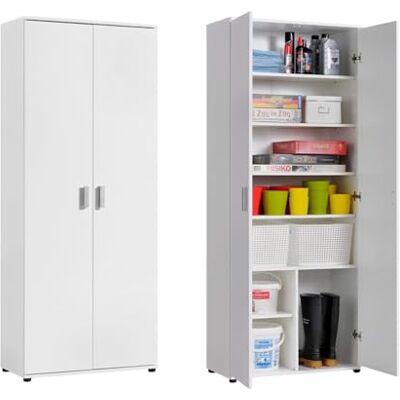 Home Collective Armoire multi-usages de 75 cm de large avec 2 portes, 6 étagères, polyvalente pour fournitures, produits de nettoyage, dossiers, ménage, couloir, bureau, cave, 75 x 35 x 184 cm (l x p - Publicité Home Collective Armoire multi-usages de 75 cm de large avec 2 portes, 6 étagères, polyvalente pour fournitures, produits de nettoyage, dossiers, ménage, couloir, bureau, cave, 75 x 35 x 184 cm (l x p - Publicité