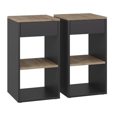 Vicco Table de Nuit Dany, Anthracite/chêne doré, Ensemble de 2, Convient pour Le Rangement de Livres et de Magazines - Publicité Vicco Table de Nuit Dany, Anthracite/chêne doré, Ensemble de 2, Convient pour Le Rangement de Livres et de Magazines - Publicité