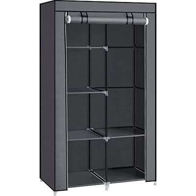 SONGMICS Armoire à Vêtements, Penderie, 1 Tringle à Vêtements, 6 Niveaux, Tissu Non-tissé, Cadre Métallique, 45 x 88 x 168 cm, pour Chambre, Couloir, Dressing, Gris RYG84G - Publicité SONGMICS Armoire à Vêtements, Penderie, 1 Tringle à Vêtements, 6 Niveaux, Tissu Non-tissé, Cadre Métallique, 45 x 88 x 168 cm, pour Chambre, Couloir, Dressing, Gris RYG84G - Publicité