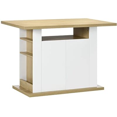 HOMCOM Îlot Central Cuisine Table à Manger Meuble de Rangement avec Grand Plan de Travail 4 Personnes Placard 4 Portes et étagères en Bois 110 x 70 x 75,5 cm Blanc et Naturel - Publicité HOMCOM Îlot Central Cuisine Table à Manger Meuble de Rangement avec Grand Plan de Travail 4 Personnes Placard 4 Portes et étagères en Bois 110 x 70 x 75,5 cm Blanc et Naturel - Publicité