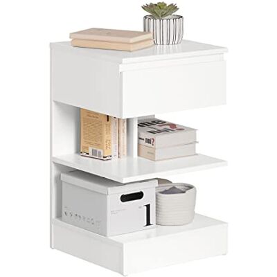 SoBuy Table de Chevet Table de Nuit avec 1 tiroir et 2 étagères, Table d'appoint pour Chambre à Coucher Meuble de Rangement Moderne L39 x P39 x H65 cm Blanc FBT49-W - Publicité SoBuy Table de Chevet Table de Nuit avec 1 tiroir et 2 étagères, Table d'appoint pour Chambre à Coucher Meuble de Rangement Moderne L39 x P39 x H65 cm Blanc FBT49-W - Publicité