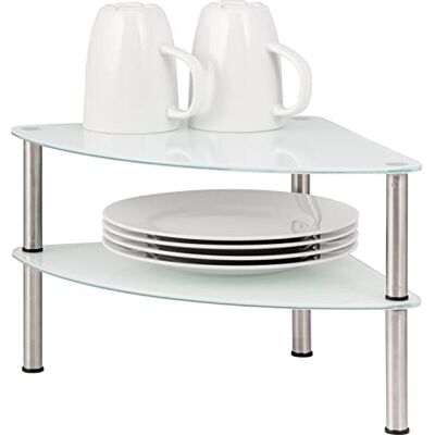 bremermann Étagère d'angle en Verre à 2 Niveaux, 28 x 21 x 28 cm (Blanc) - Publicité bremermann Étagère d'angle en Verre à 2 Niveaux, 28 x 21 x 28 cm (Blanc) - Publicité