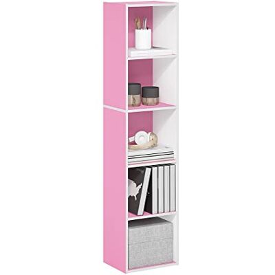Furinno Pasir Étagère ouverte à 5 niveaux, Blanc/Rose, 5-Tier Cube - Publicité Furinno Pasir Étagère ouverte à 5 niveaux, Blanc/Rose, 5-Tier Cube - Publicité