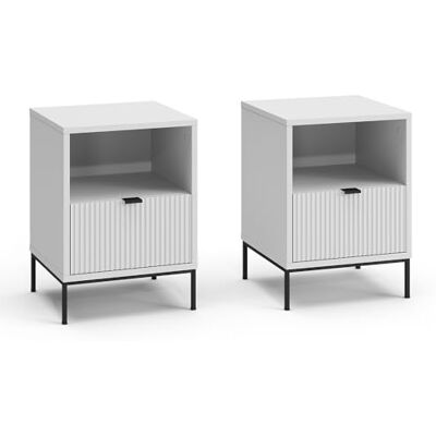 Vicco Table de Nuit Eliza, Blanc, Lot de 2, utilisable comme Surface de dépôt à côté du lit ou du canapé - Publicité Vicco Table de Nuit Eliza, Blanc, Lot de 2, utilisable comme Surface de dépôt à côté du lit ou du canapé - Publicité