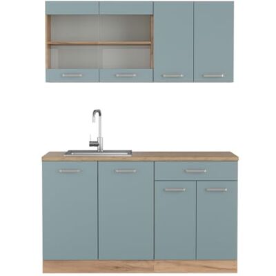 Vicco Cuisine R-Line, Bleu-Gris/chêne doré, 140cm, PT Chêne, adapté à Une Installation autoportante ou près du Mur - Publicité Vicco Cuisine R-Line, Bleu-Gris/chêne doré, 140cm, PT Chêne, adapté à Une Installation autoportante ou près du Mur - Publicité