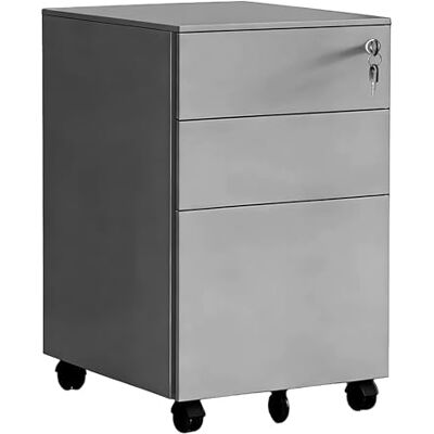 Relaxdays Caisson à roulettes verrouillable en métal Gris, 3 tiroirs, 60 x 39 x 52 cm - Publicité Relaxdays Caisson à roulettes verrouillable en métal Gris, 3 tiroirs, 60 x 39 x 52 cm - Publicité
