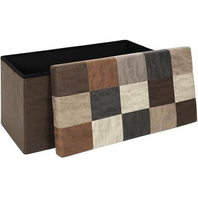 HOME DECO FACTORY HD7666 Coffre Banc Pliable Patchwork PU M2 Mobilier Bistrot Indus Assise Confortable et Rangement 76 x 38 x 38 cm Hauteur Assise 38 cm Couleur Marron - Publicité HOME DECO FACTORY HD7666 Coffre Banc Pliable Patchwork PU M2 Mobilier Bistrot Indus Assise Confortable et Rangement 76 x 38 x 38 cm Hauteur Assise 38 cm Couleur Marron - Publicité