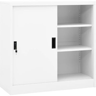 vidaXL Armoire de Bureau avec Porte Coulissante Armoire de Rangement Classeur Meuble de Rangement Maison Intérieur Blanc 90x40x90 cm Acier - Publicité vidaXL Armoire de Bureau avec Porte Coulissante Armoire de Rangement Classeur Meuble de Rangement Maison Intérieur Blanc 90x40x90 cm Acier - Publicité