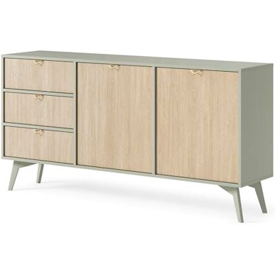 Muebles Slavic Buffet de salon Forest 158 cm, commode de salon, meuble auxiliaire, commode avec pieds, buffet avec pieds, couleur beige eucalyptus (Eucalyptus) - Publicité Muebles Slavic Buffet de salon Forest 158 cm, commode de salon, meuble auxiliaire, commode avec pieds, buffet avec pieds, couleur beige eucalyptus (Eucalyptus) - Publicité