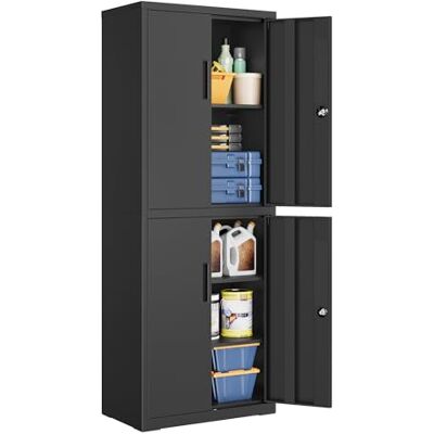 SONGMICS Armoire de Garage à 5 Étagères avec 4 Portes, Armoire de Bureau, 40 x 60 x 180 cm, 2 Serrures, Étagères Réglables, en Métal, Noir Mat OMC017BD01 - Publicité SONGMICS Armoire de Garage à 5 Étagères avec 4 Portes, Armoire de Bureau, 40 x 60 x 180 cm, 2 Serrures, Étagères Réglables, en Métal, Noir Mat OMC017BD01 - Publicité