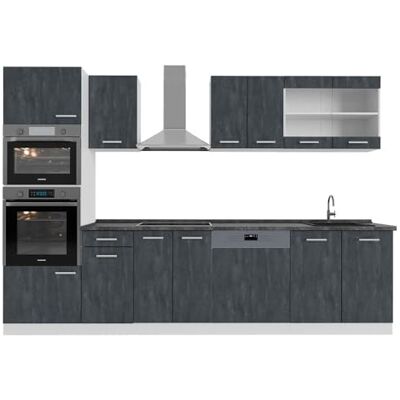 Vicco Cuisine R-Line, Béton Noir, 300cm PT Anthracite, avec modules disposables de manière Variable et Pieds réglables en Hauteur - Publicité Vicco Cuisine R-Line, Béton Noir, 300cm PT Anthracite, avec modules disposables de manière Variable et Pieds réglables en Hauteur - Publicité