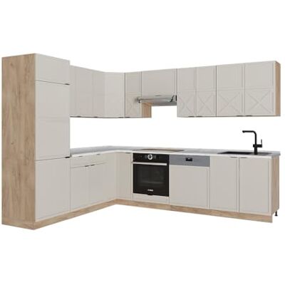 Vicco Cuisine en Angle Fame-Line, GrisBeige/Chêne doré, 287x46cm sans PT, pour Une Extension personnalisée avec des modules compatibles - Publicité Vicco Cuisine en Angle Fame-Line, GrisBeige/Chêne doré, 287x46cm sans PT, pour Une Extension personnalisée avec des modules compatibles - Publicité