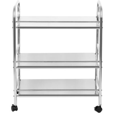 BBAUER Chariot de Service Rangement Mobile Plateau Roulant Desserte de Cuisine à roulettes 3 Niveaux étagères Acier INOX Chromé (60 * 36 * 74cm) - Publicité BBAUER Chariot de Service Rangement Mobile Plateau Roulant Desserte de Cuisine à roulettes 3 Niveaux étagères Acier INOX Chromé (60 * 36 * 74cm) - Publicité