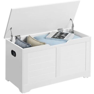 VASAGLE Coffre de Rangement, Banc à Chaussures, avec 2 Charnières de Sécurité, Imitation Grange, 40 x 100 x 46 cm, pour Entrée, Couloir, Chambre, Salon, Blanc Nuage LSB061T10 - Publicité VASAGLE Coffre de Rangement, Banc à Chaussures, avec 2 Charnières de Sécurité, Imitation Grange, 40 x 100 x 46 cm, pour Entrée, Couloir, Chambre, Salon, Blanc Nuage LSB061T10 - Publicité