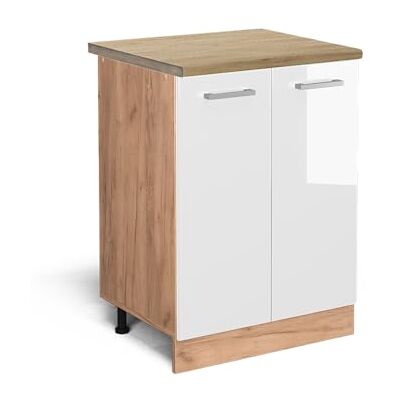 Vicco Meuble Bas de Cuisine R-Line, Blanc Haute Brillance, 60cm, PT Chêne, pour Une Combinaison Libre au Sein de systèmes de Cuisine modulaires - Publicité Vicco Meuble Bas de Cuisine R-Line, Blanc Haute Brillance, 60cm, PT Chêne, pour Une Combinaison Libre au Sein de systèmes de Cuisine modulaires - Publicité