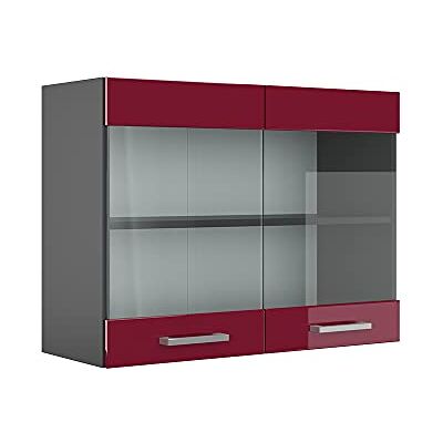 Vicco Armoire en Verre R-Line, Rouge Brillant, 80cm, pour Une Combinaison Libre au Sein de systèmes de Cuisine modulaires - Publicité Vicco Armoire en Verre R-Line, Rouge Brillant, 80cm, pour Une Combinaison Libre au Sein de systèmes de Cuisine modulaires - Publicité