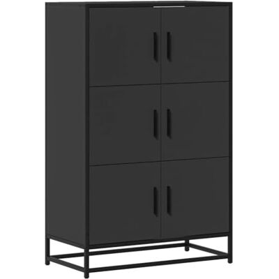 vidaXL Buffet Haut Noir 68x35x106,5 cm Bois d'ingénierie et métal, Armoire latérale, Armoire de Rangement Haute, vitrine Haute, Armoire Haute - Publicité vidaXL Buffet Haut Noir 68x35x106,5 cm Bois d'ingénierie et métal, Armoire latérale, Armoire de Rangement Haute, vitrine Haute, Armoire Haute - Publicité