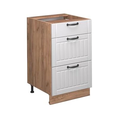 Vicco Meuble Cuisine Fame-Line, Blanc Campagne, 50cm, PT Marbre, à Combiner avec d'autres modules de la série Fame-Line - Publicité Vicco Meuble Cuisine Fame-Line, Blanc Campagne, 50cm, PT Marbre, à Combiner avec d'autres modules de la série Fame-Line - Publicité