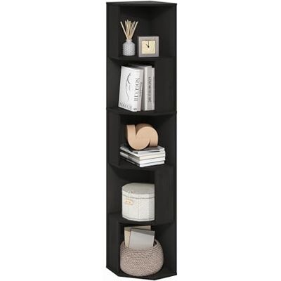 Furinno ECON, Étagère d'angle, Bibliothèque d'angle À 8 Niveaux, Rangement, Présentoir Étagère À Livres, Rangement, Salon/Bureau, Blanc, Espresso - Publicité Furinno ECON, Étagère d'angle, Bibliothèque d'angle À 8 Niveaux, Rangement, Présentoir Étagère À Livres, Rangement, Salon/Bureau, Blanc, Espresso - Publicité