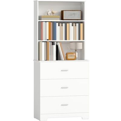 HOMCOM Bibliothèque 180 cm 6 étages Armoire Haute vitrine avec 3 tiroirs, 3 étagères Ouvertes Armoire de Cuisine pour Salon Cuisine Blanc - Publicité HOMCOM Bibliothèque 180 cm 6 étages Armoire Haute vitrine avec 3 tiroirs, 3 étagères Ouvertes Armoire de Cuisine pour Salon Cuisine Blanc - Publicité